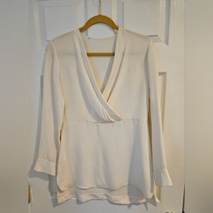 Derek Lam 100% silk cream blouse size 2 fabric from Italy made in Romania